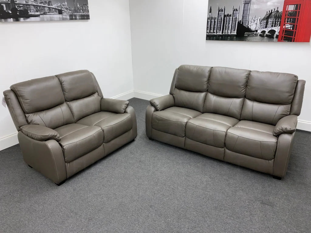 Daytona Grey Leather 3 + 2 Seater Sofa Set Sofas