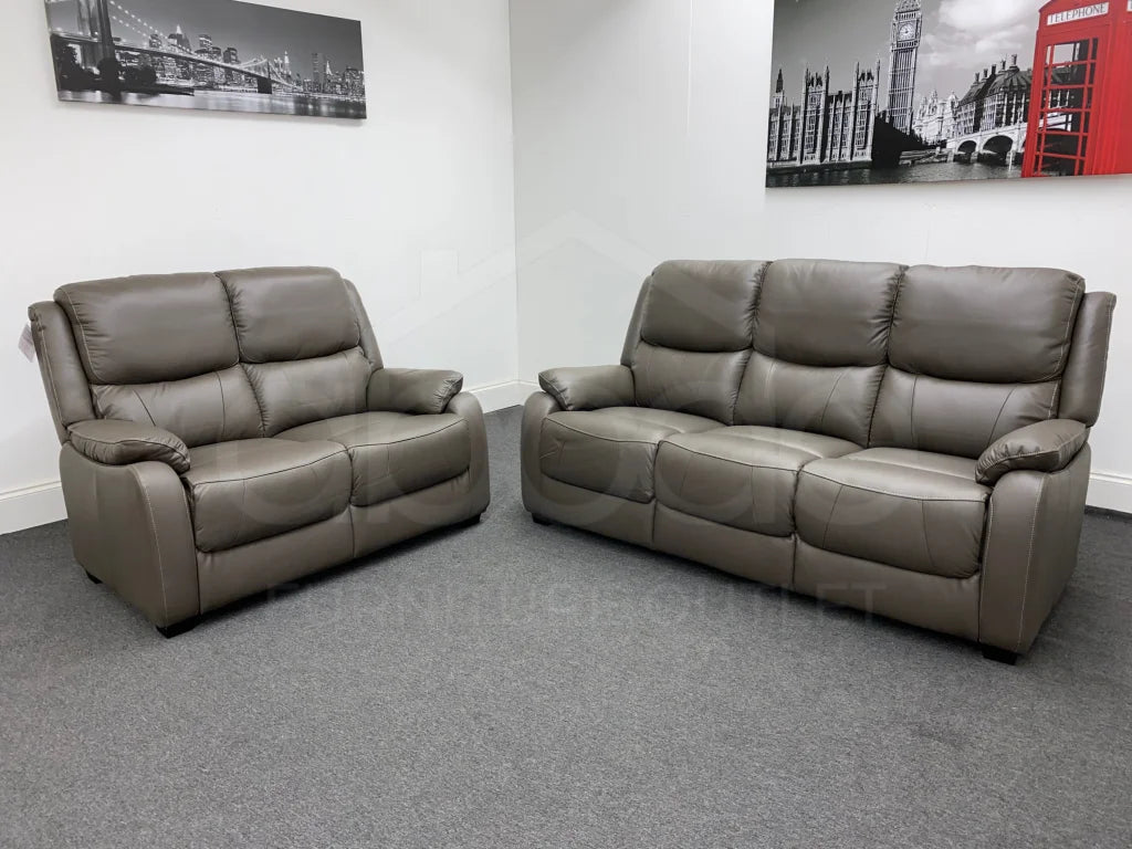 Daytona Grey Leather 3 + 2 Seater Sofa Set Sofas