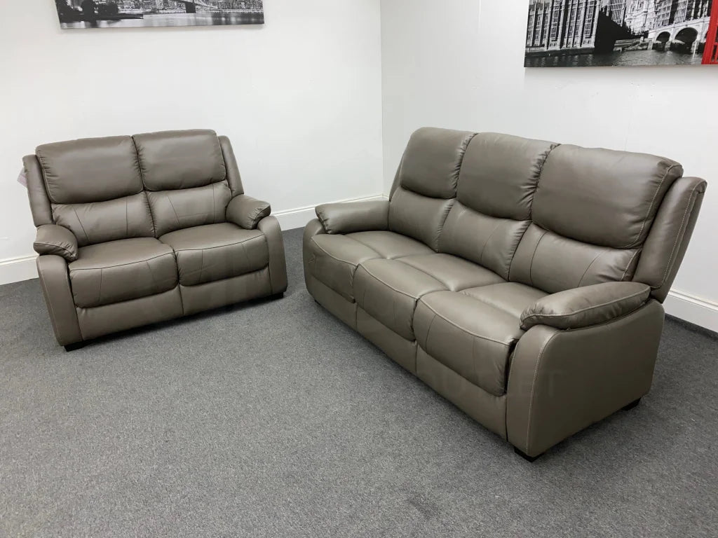 Daytona Grey Leather 3 + 2 Seater Sofa Set Sofas