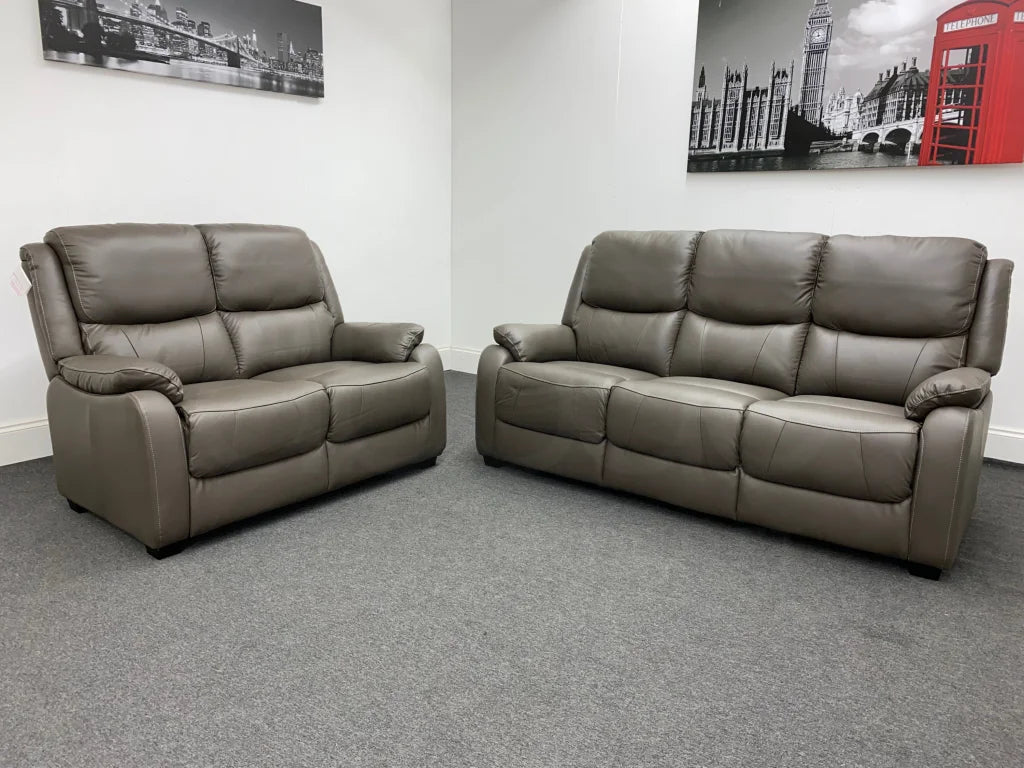 Daytona Grey Leather 3 + 2 Seater Sofa Set Sofas
