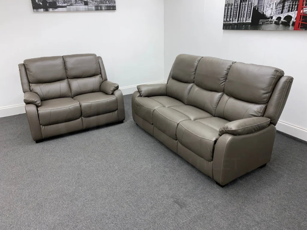 Daytona Grey Leather 3 + 2 Seater Sofa Set Sofas