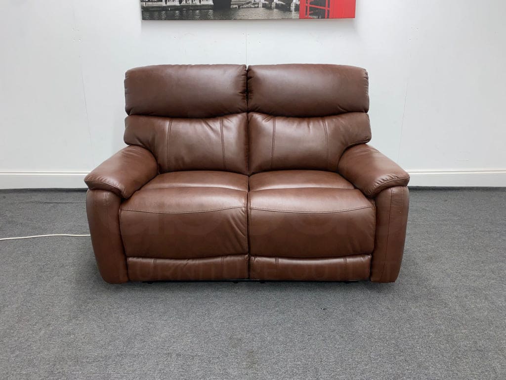 Dfs Pryme Brown Leather Electric Reclining 2 + 1 Seater Sofa Suite Set Usb Ports Sofas