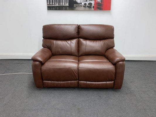 Dfs Pryme Brown Leather Electric Reclining 3 Seater + 2 Sofa Suite Set Usb Ports & Drop Down Tray