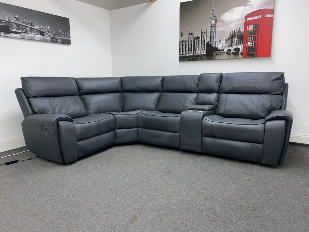 Electric Recliner Grey Fabric Lhf Corner Sofa Sofas