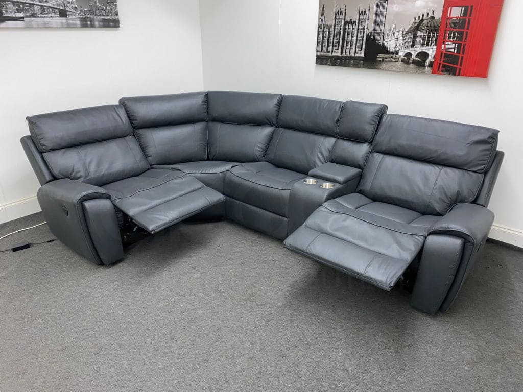 Electric Recliner Grey Fabric Lhf Corner Sofa Sofas