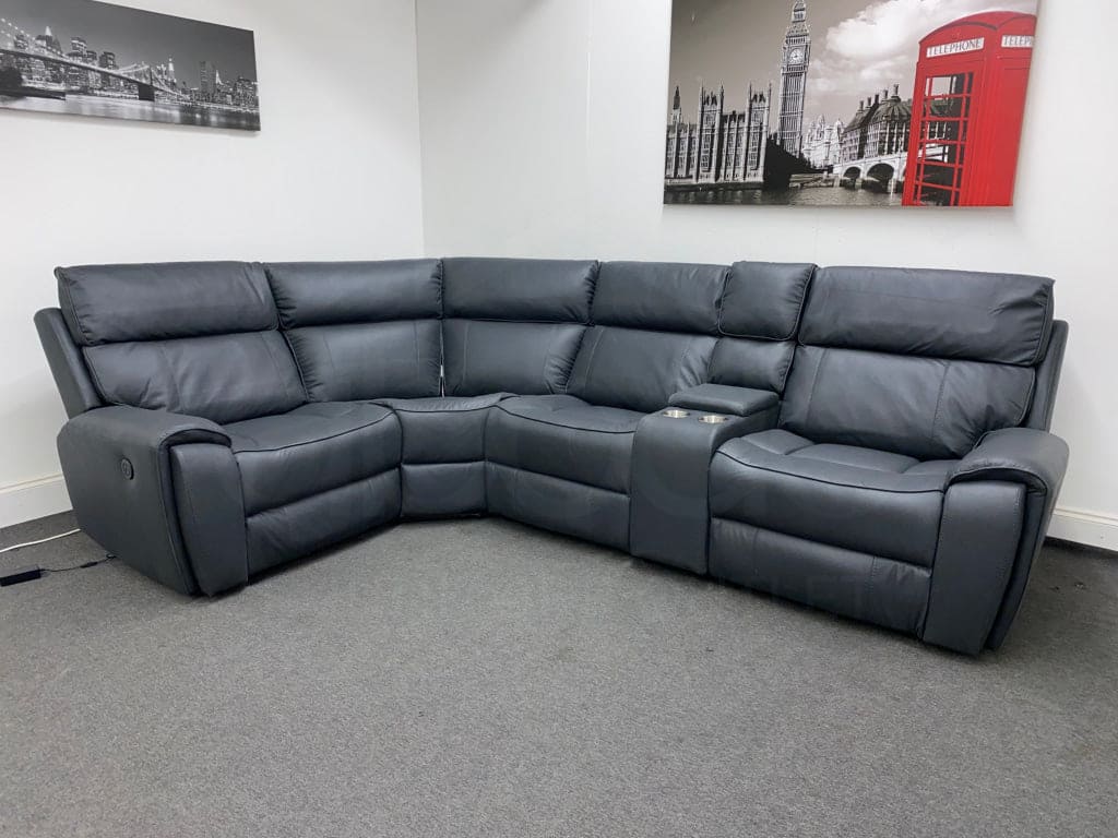 Electric Recliner Grey Fabric Lhf Corner Sofa Sofas
