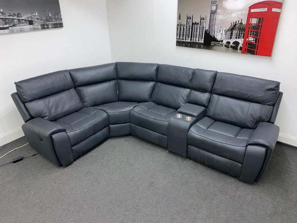 Electric Recliner Grey Fabric Lhf Corner Sofa Sofas