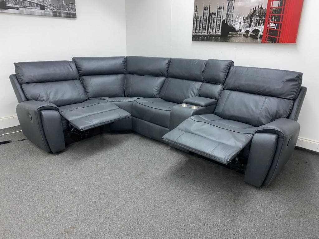 Electric Recliner Grey Fabric Lhf Corner Sofa Sofas