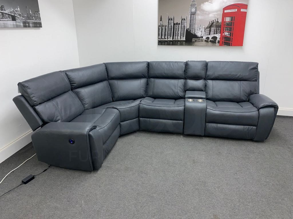 Electric Recliner Grey Fabric Lhf Corner Sofa Sofas