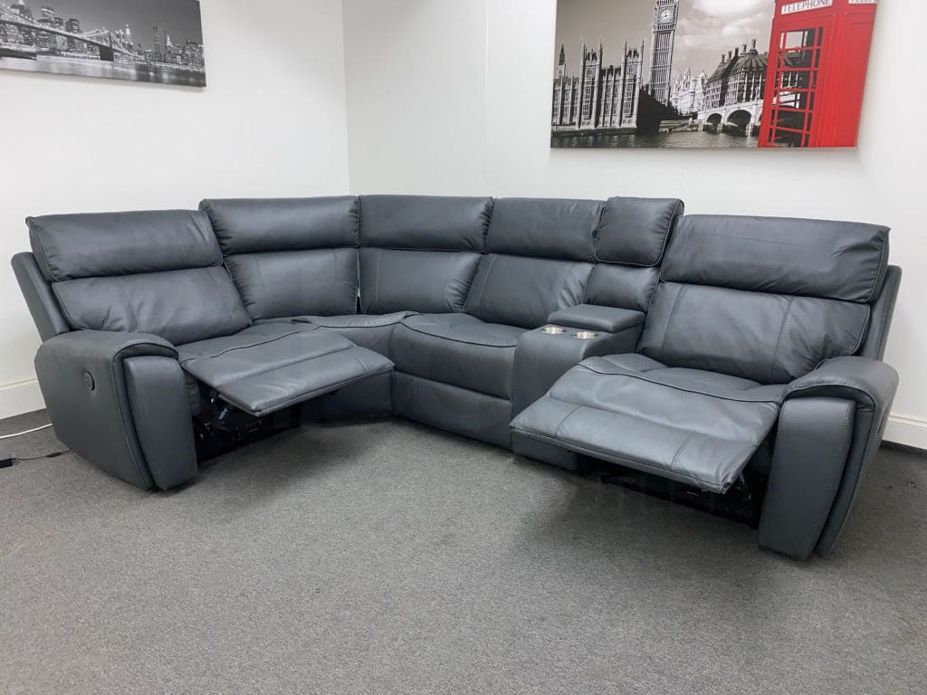 Electric Recliner Grey Fabric Lhf Corner Sofa Sofas