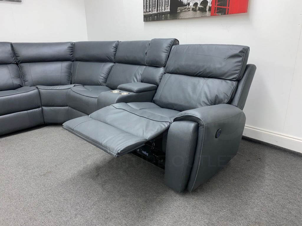 Electric Recliner Grey Fabric Lhf Corner Sofa Sofas