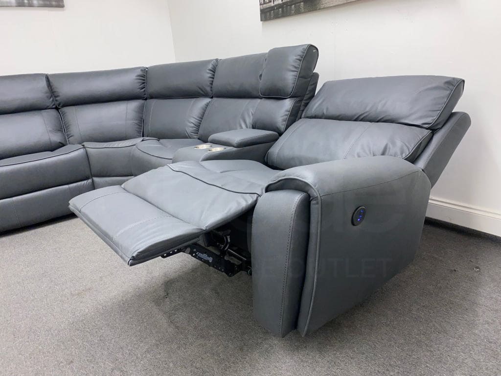 Electric Recliner Grey Fabric Lhf Corner Sofa Sofas