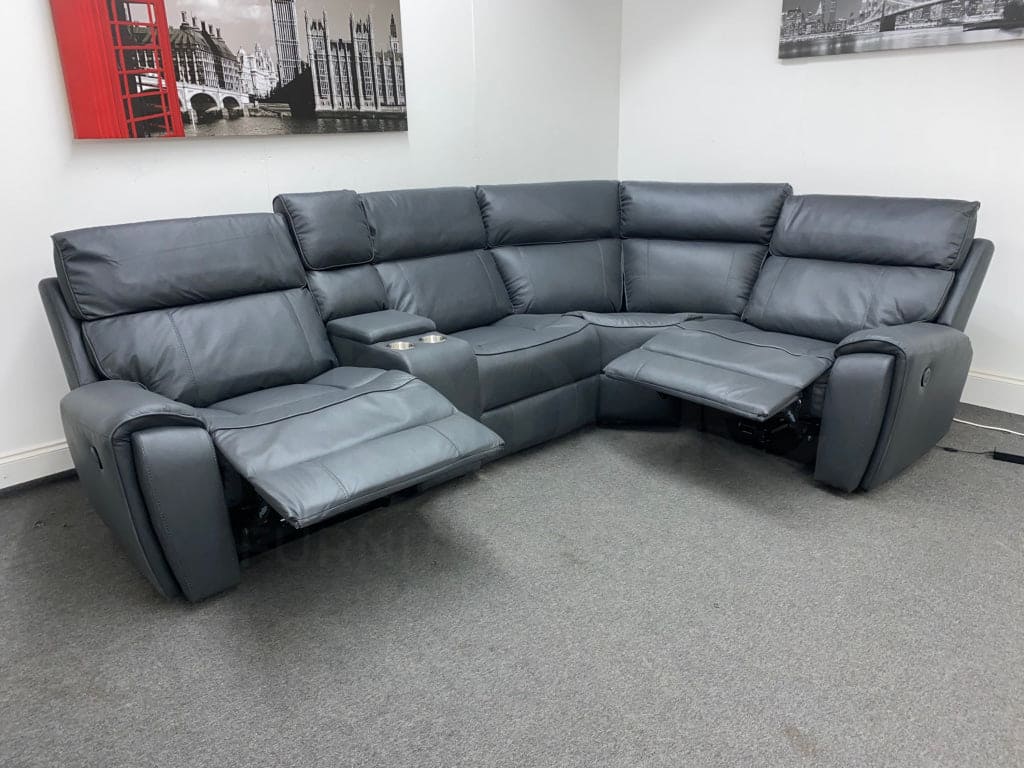 Electric Recliner Grey Fabric Rhf Corner Sofa Sofas