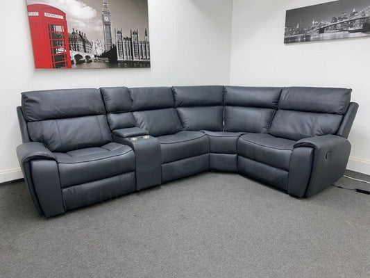 Electric Recliner Grey Fabric Rhf Corner Sofa Sofas