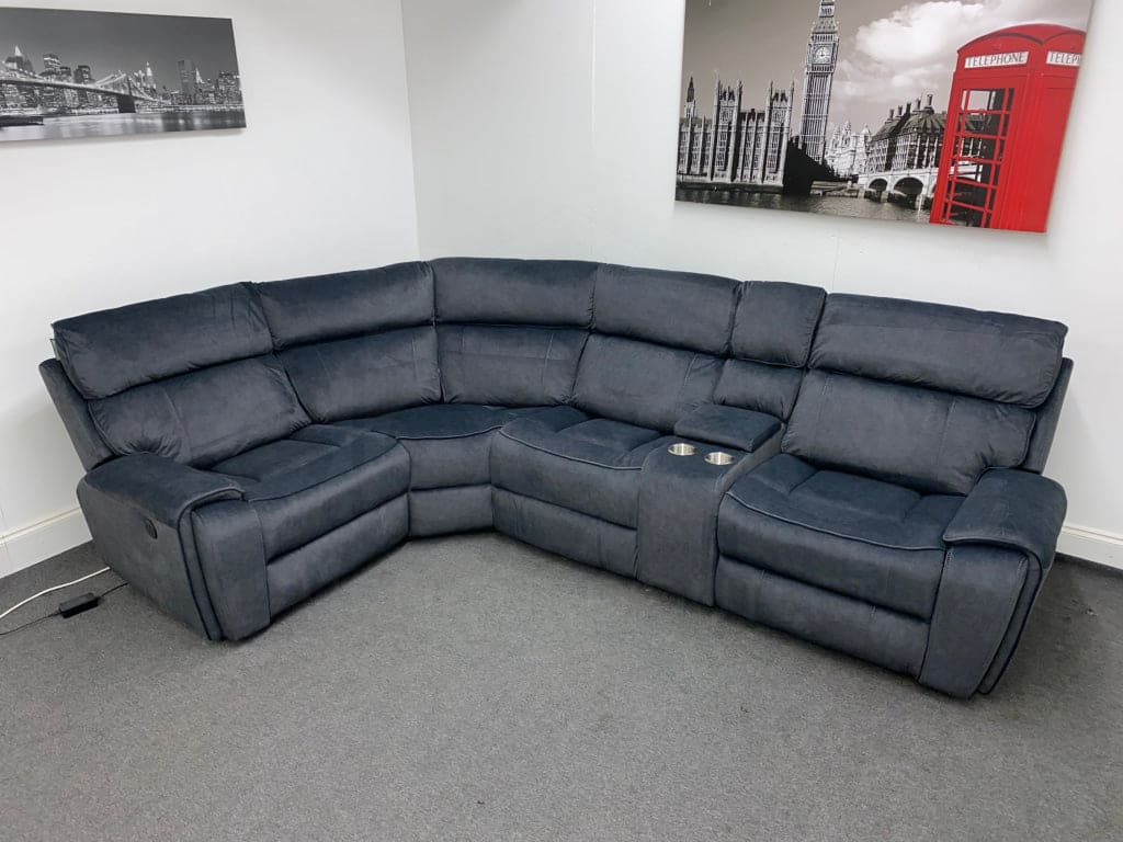 Electric Recliner Grey Velvet Lhf Corner Sofa Sofas
