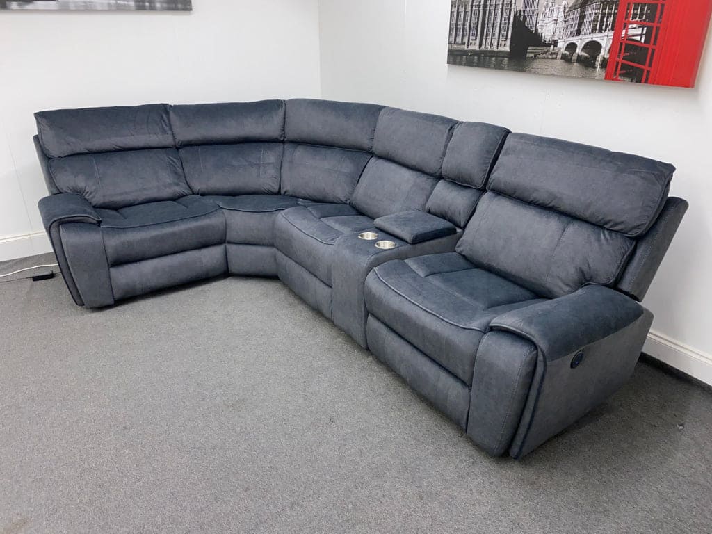Electric Recliner Grey Velvet Lhf Corner Sofa Sofas