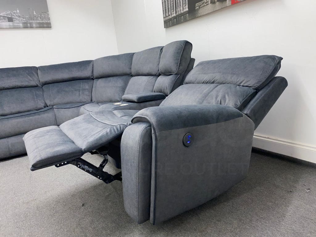 Electric Recliner Grey Velvet Lhf Corner Sofa Sofas