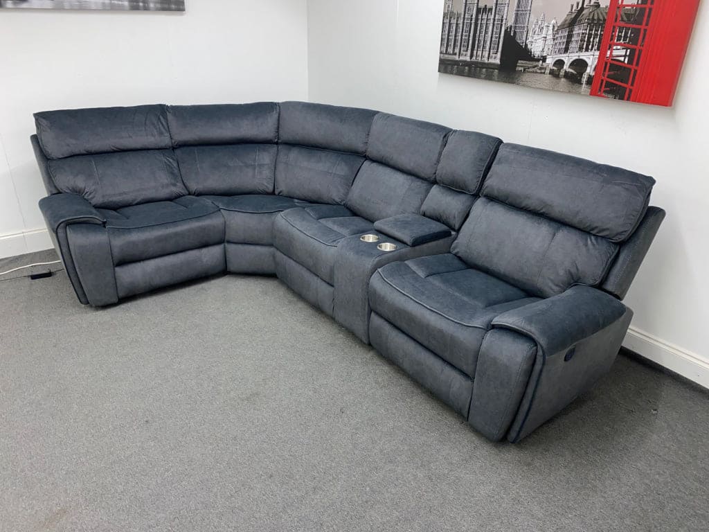 Electric Recliner Grey Velvet Lhf Corner Sofa Sofas