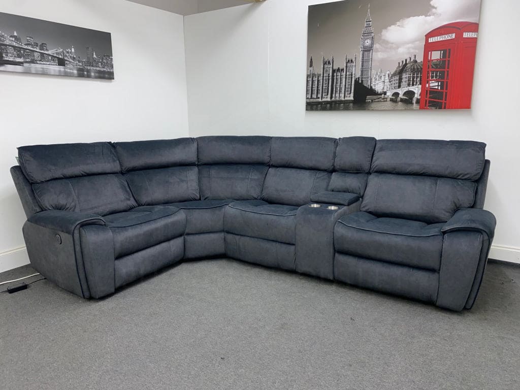 Electric Recliner Grey Velvet Lhf Corner Sofa Sofas