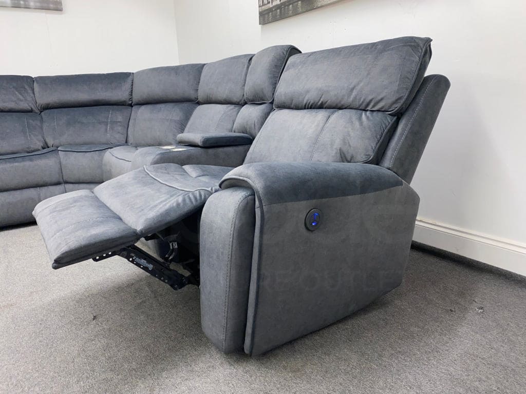 Electric Recliner Grey Velvet Lhf Corner Sofa Sofas