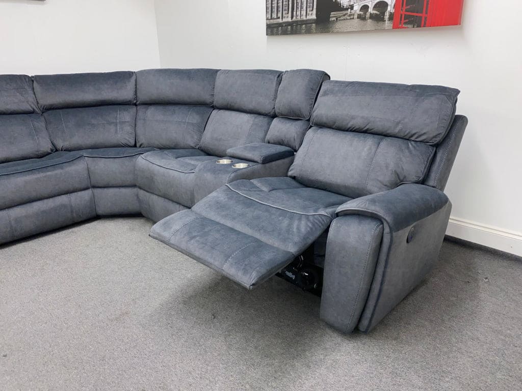 Electric Recliner Grey Velvet Lhf Corner Sofa Sofas