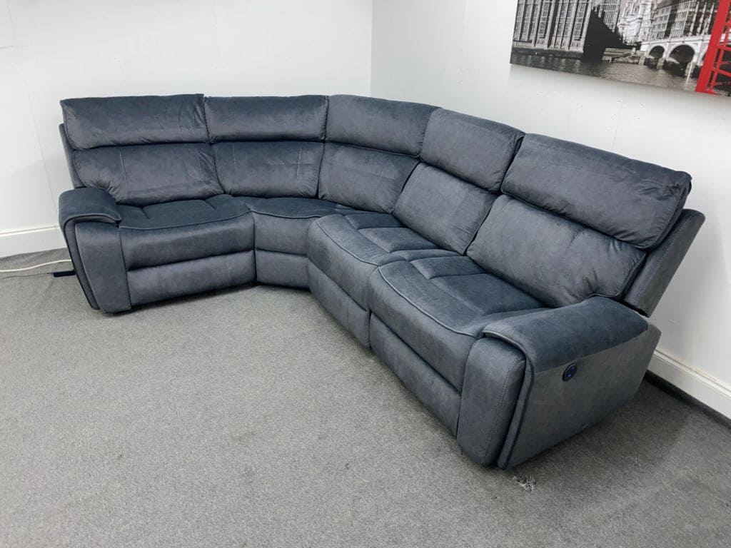 Electric Recliner Grey Velvet Lhf Corner Sofa Without Console Sofas