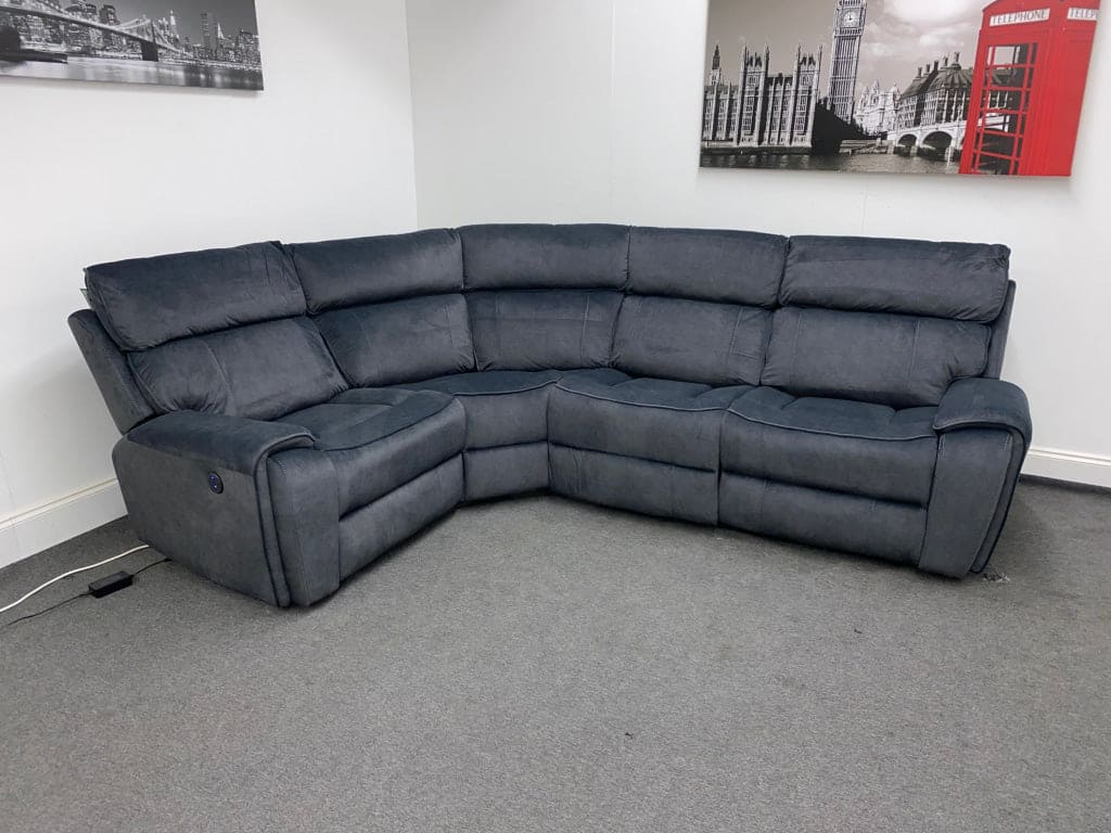 Electric Recliner Grey Velvet Lhf Corner Sofa Without Console Sofas