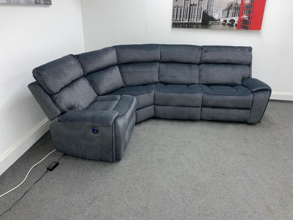 Electric Recliner Grey Velvet Lhf Corner Sofa Without Console Sofas
