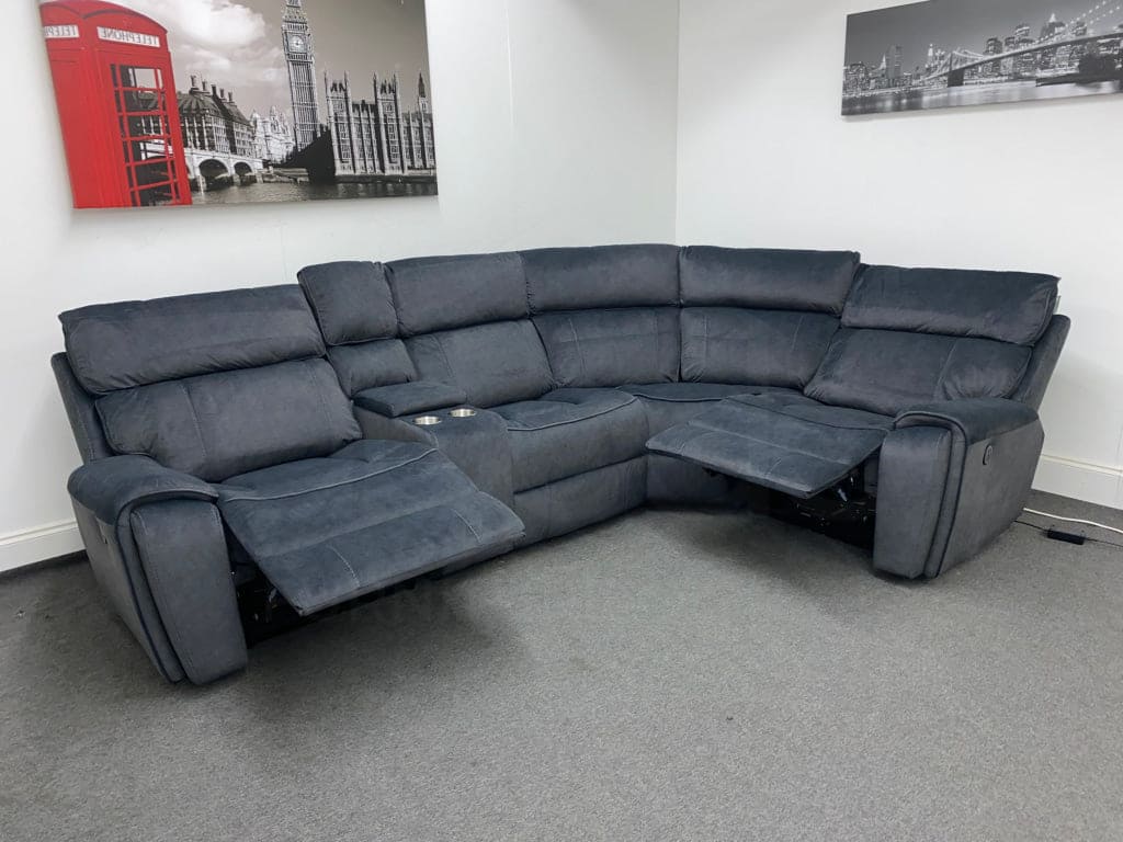 Electric Recliner Grey Velvet Rhf Corner Sofa Sofas
