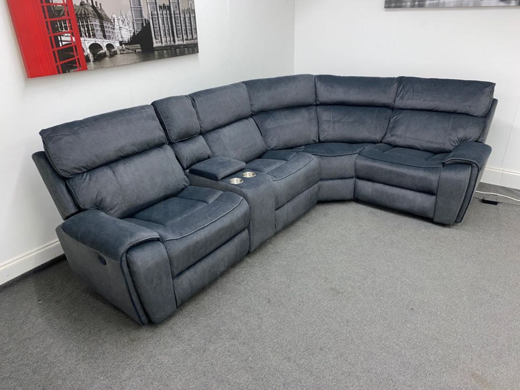 Electric Recliner Grey Velvet Rhf Corner Sofa Sofas