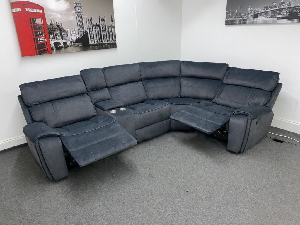 Electric Recliner Grey Velvet Rhf Corner Sofa Sofas