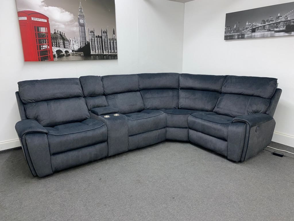 Electric Recliner Grey Velvet Rhf Corner Sofa Sofas