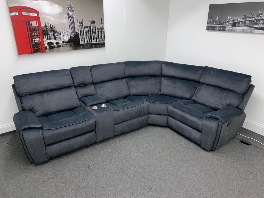 Electric Recliner Grey Velvet Rhf Corner Sofa Sofas