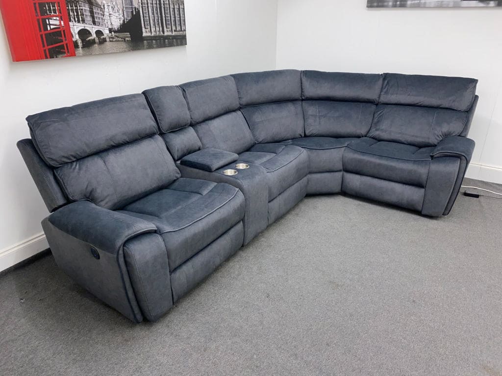 Electric Recliner Grey Velvet Rhf Corner Sofa Sofas