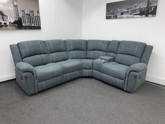 “Finsbury Express’ Grey Fabric Electric Recliner Rhf Modular Corner Sofa Sofas