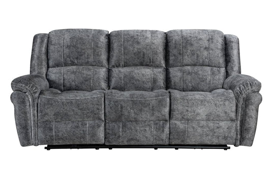’Finsbury Express’ Grey Plush Velvet 3 Seater Electric Reclining Sofa Sofas