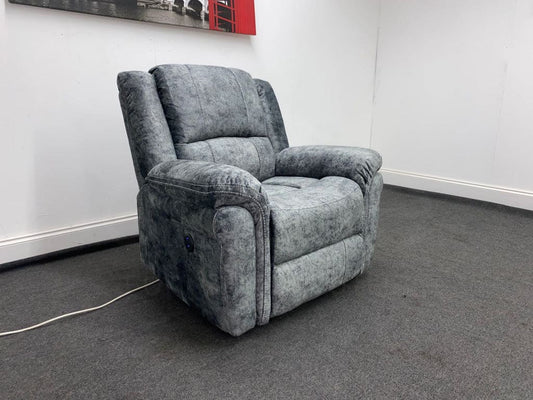 Finsbury Grey Velvet Fabric Power Recliner Armchair Sofas