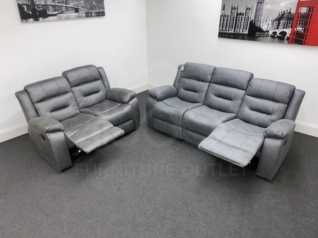 Foster Recliner Grey Fabric 3 + 2 Seater Sofa Set Sofas