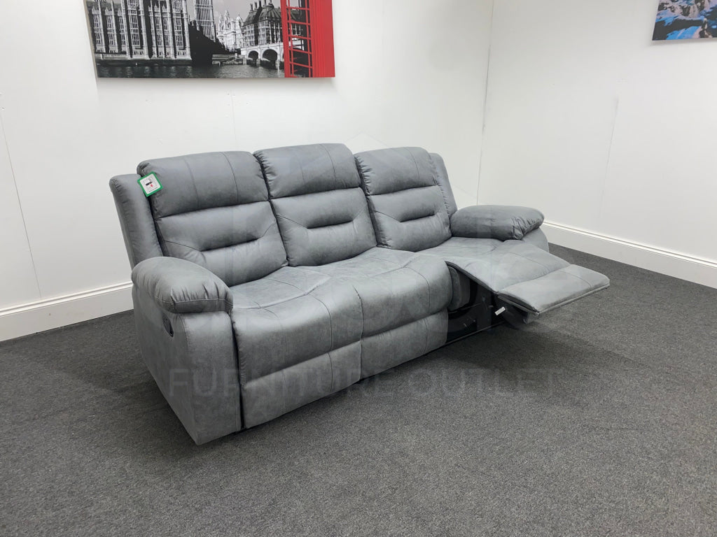 Foster Recliner Grey Fabric 3 Seater Sofa Sofas