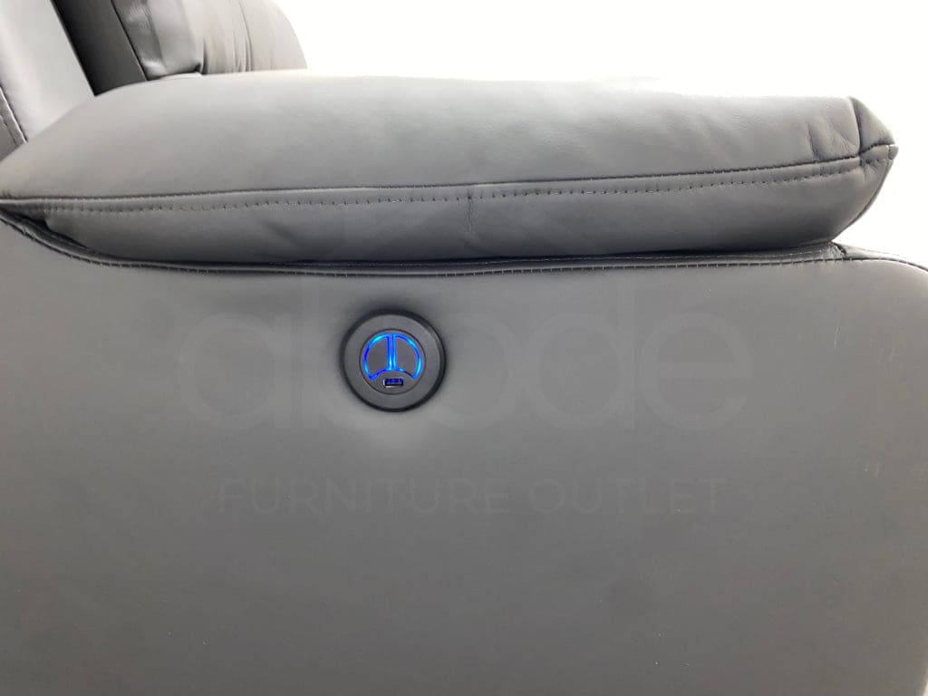 Goodwood Electric Reclining Charcoal Grey Leather Armchair 1 Seater Sofa + Usb Ports Sofas