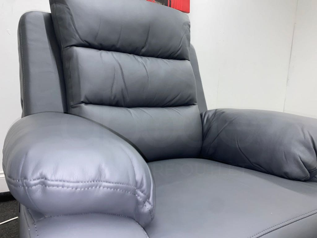 Goodwood Electric Reclining Charcoal Grey Leather Armchair 1 Seater Sofa + Usb Ports Sofas