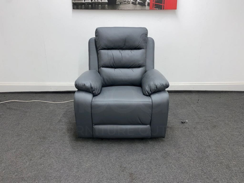 Goodwood Electric Reclining Charcoal Grey Leather Armchair 1 Seater Sofa + Usb Ports Sofas
