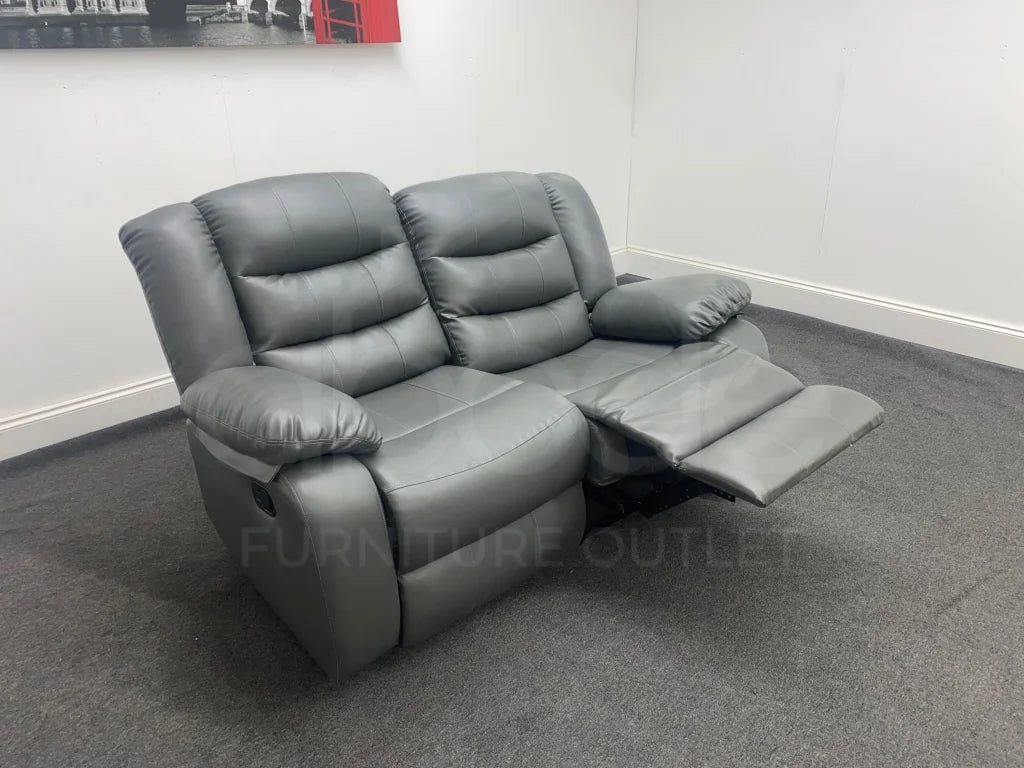 Grey Leather 2 Seater Recliner Sofa Sofas