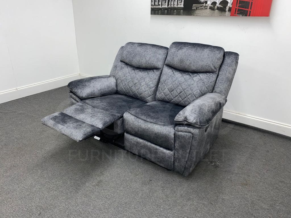 Indulgence Grey Plush Velvet Manual Reclining 2 Seater Sofa Sofas