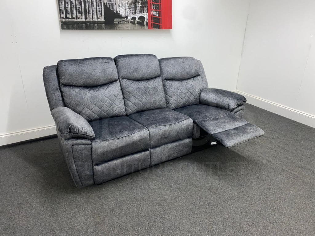 Indulgence Grey Plush Velvet Manual Reclining 3 Seater Sofa Sofas