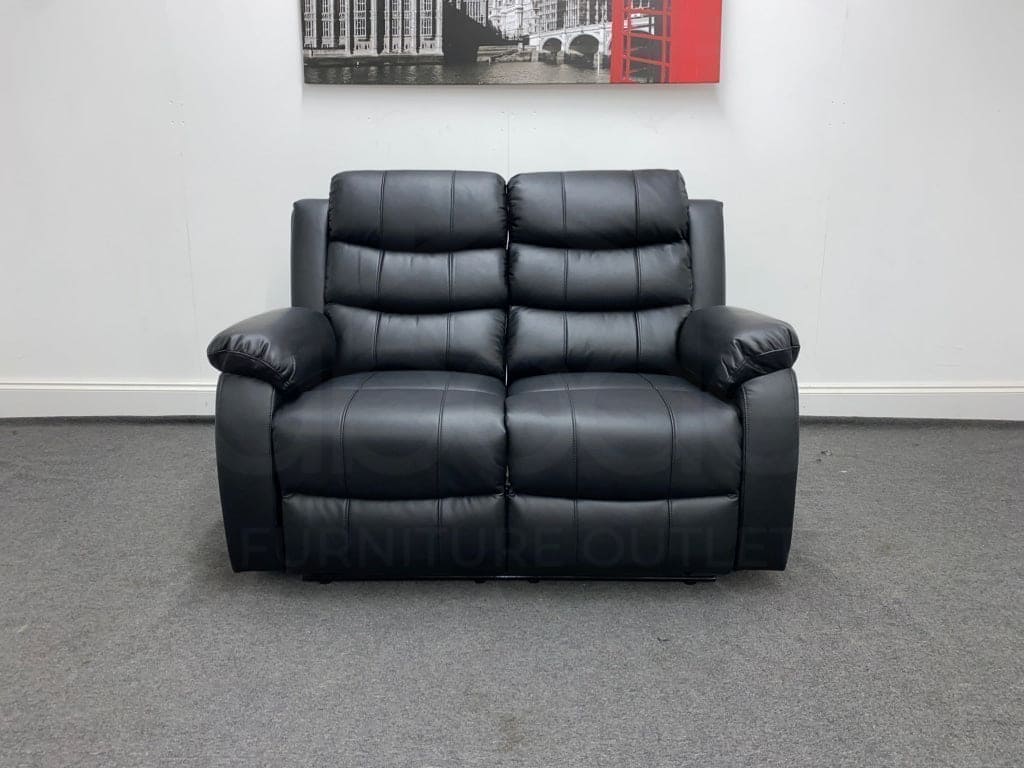 Landos Black Leather Recliner 2 Seater Sofa Sofas