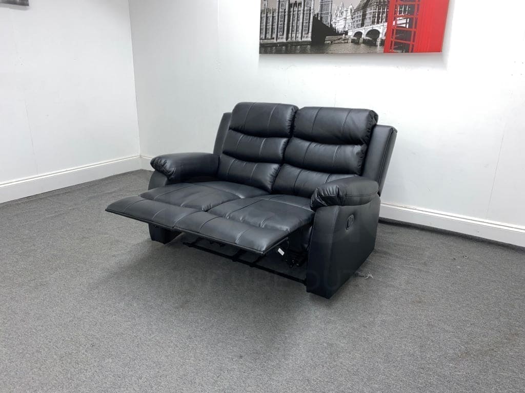 Landos Black Leather Recliner 2 Seater Sofa Sofas