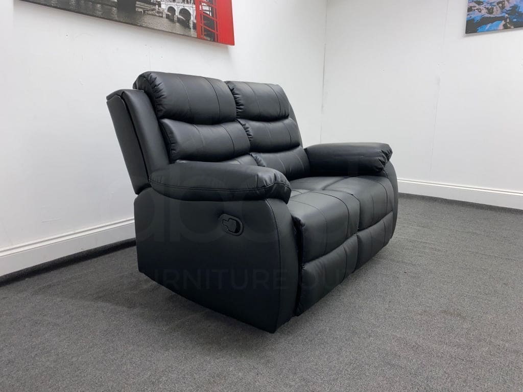 Landos Black Leather Recliner 2 Seater Sofa Sofas