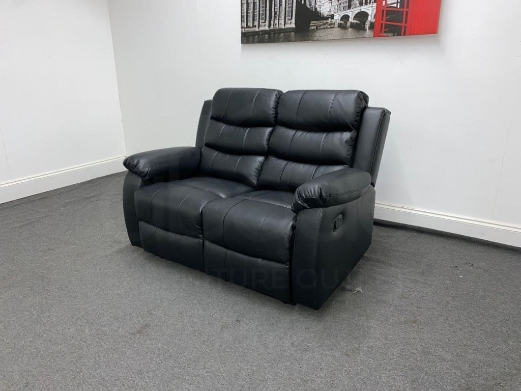 Landos Black Leather Recliner 2 Seater Sofa Sofas