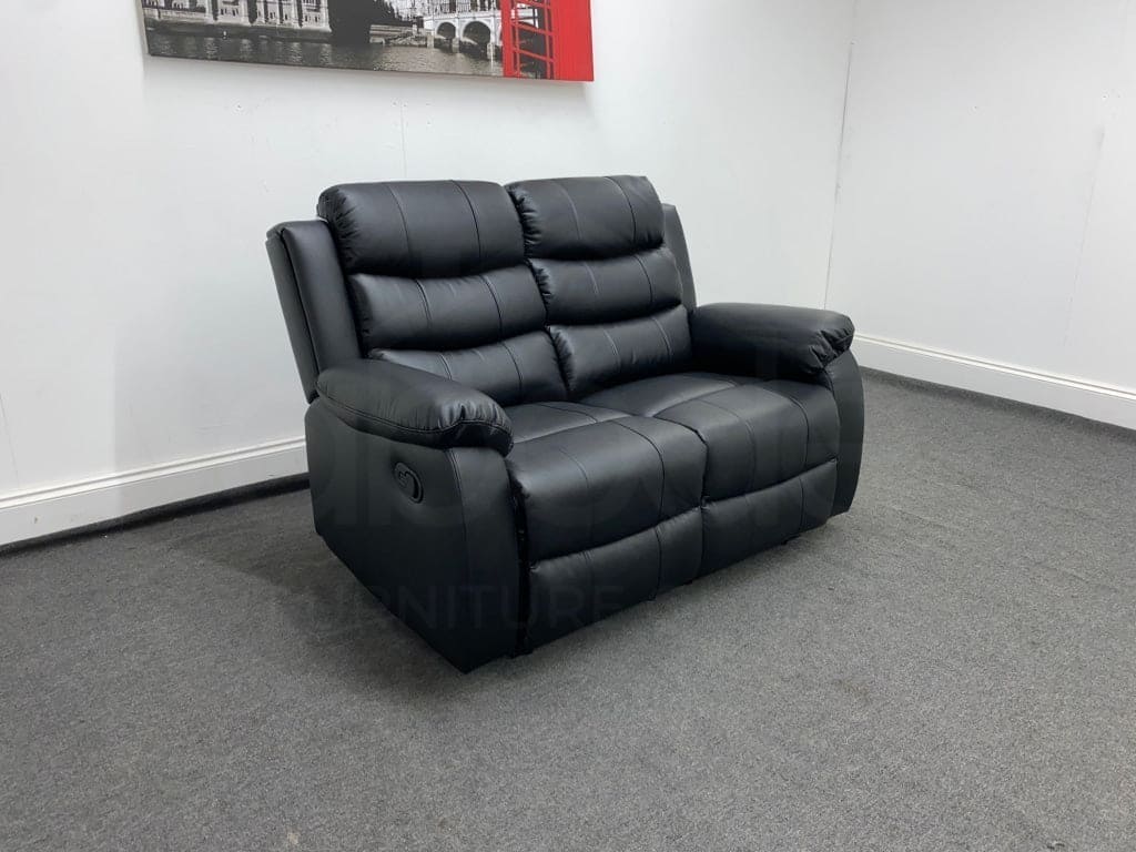 Landos Black Leather Recliner 2 Seater Sofa Sofas
